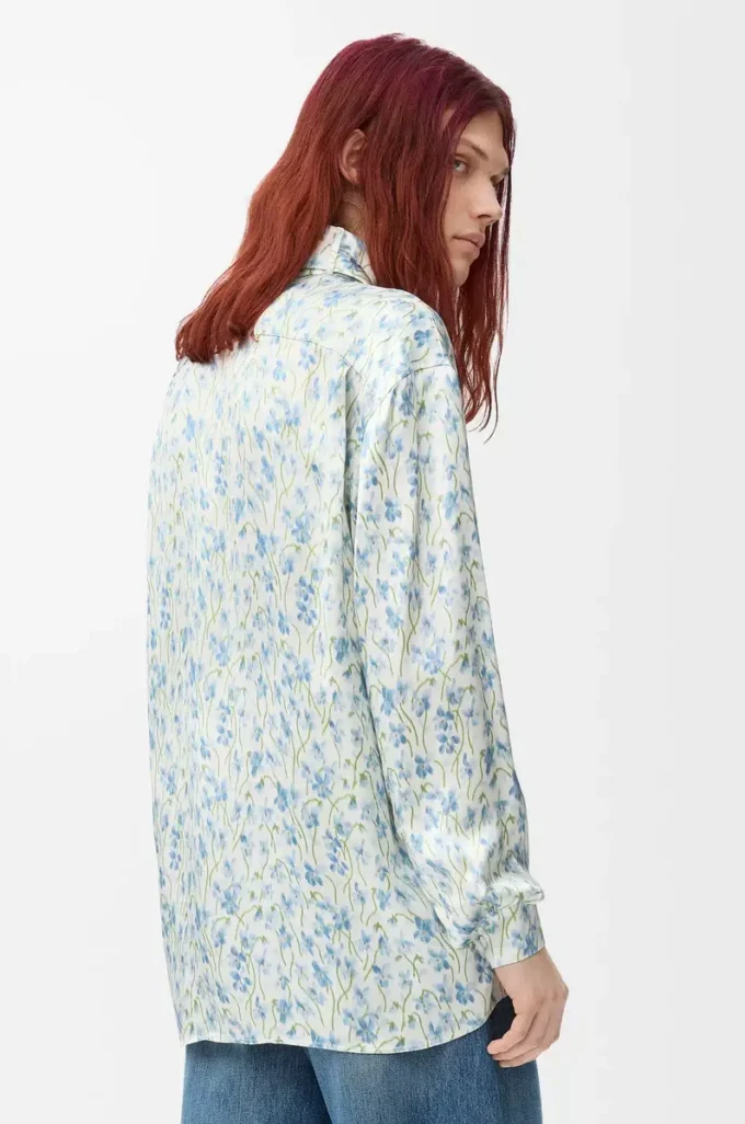 Shirt in viscose White/Blue