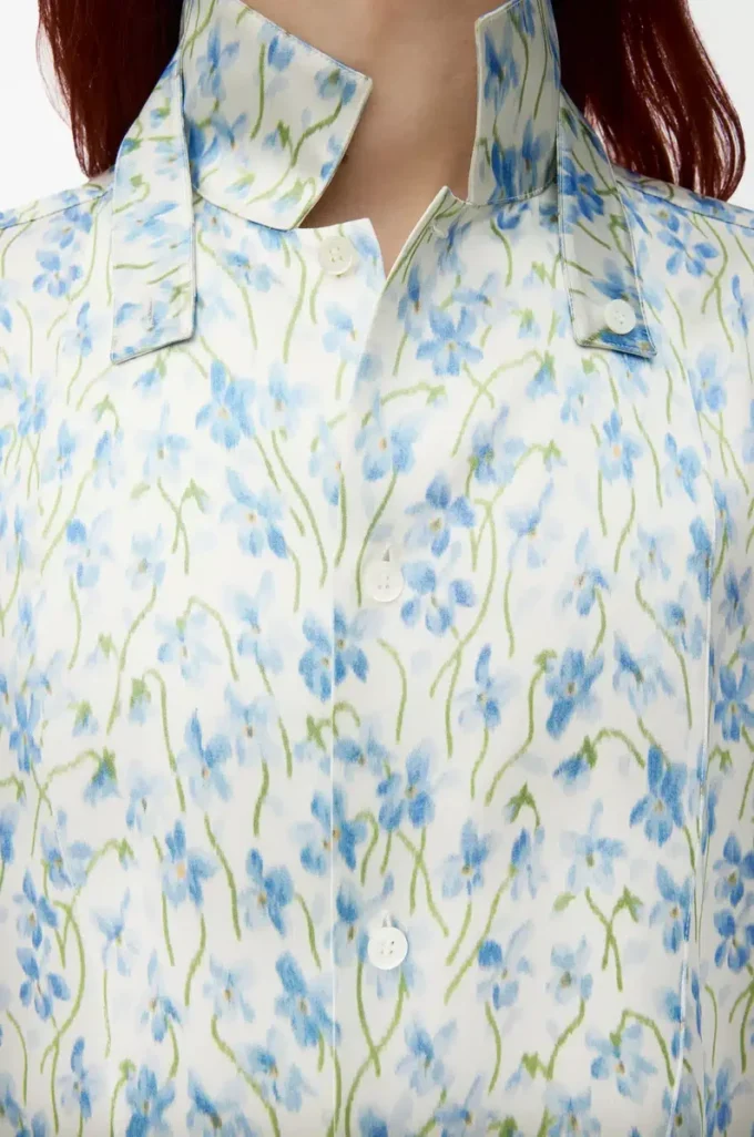Shirt in viscose White/Blue