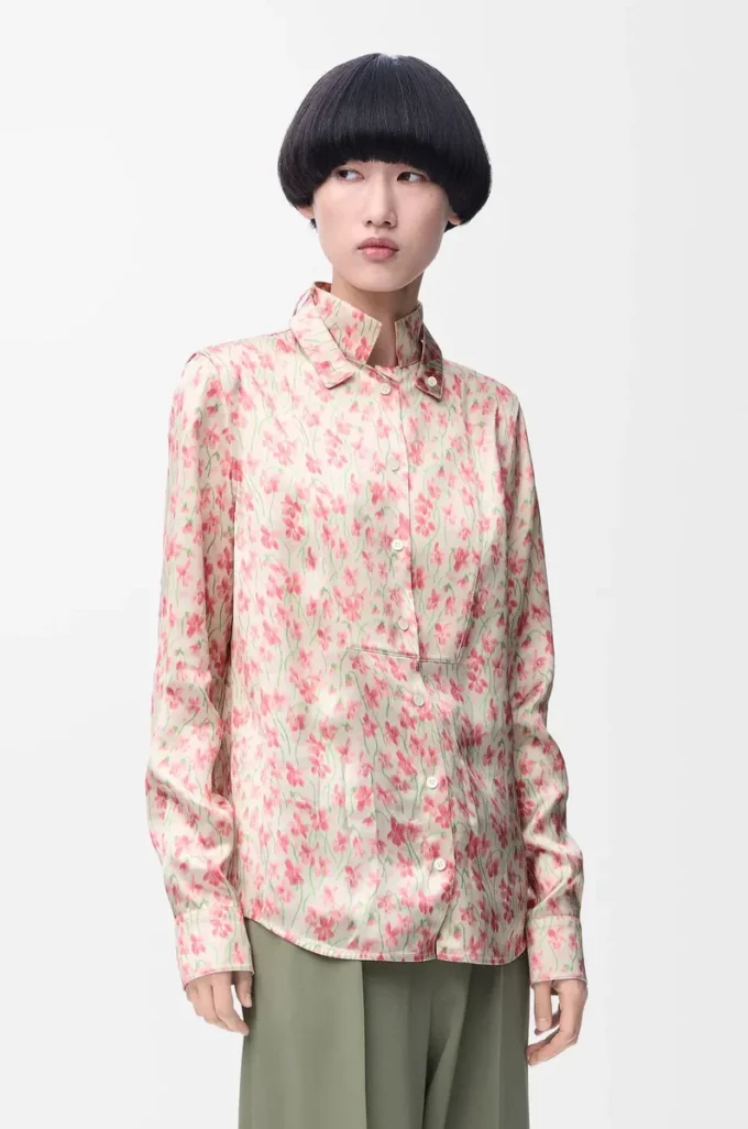 Shirt in viscose White/Pink Shirt in viscose White/Pink