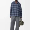 Shirt in wool and cotton Navy Blue