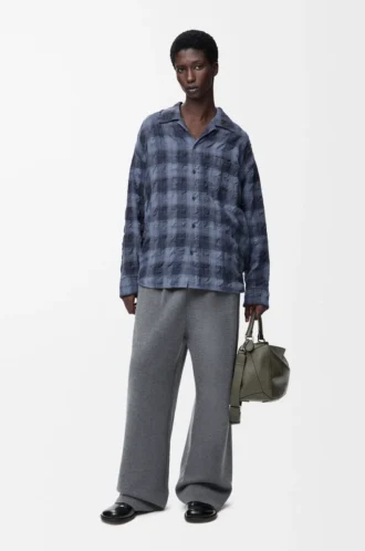 Shirt in wool and cotton Navy Blue