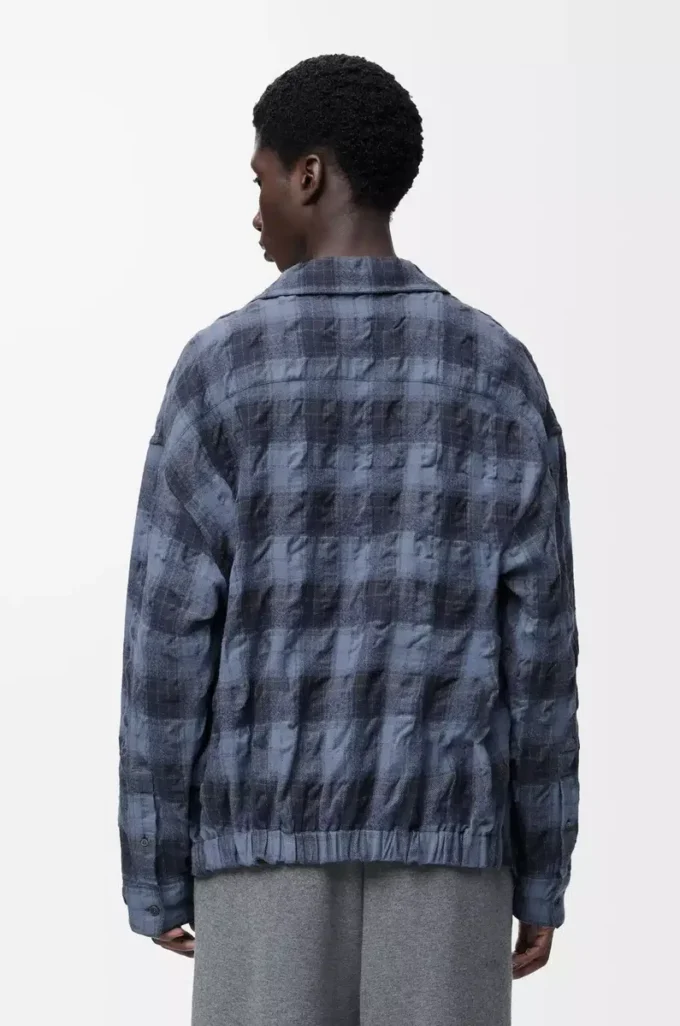 Shirt in wool and cotton Navy Blue