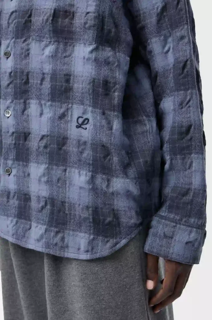 Shirt in wool and cotton Navy Blue