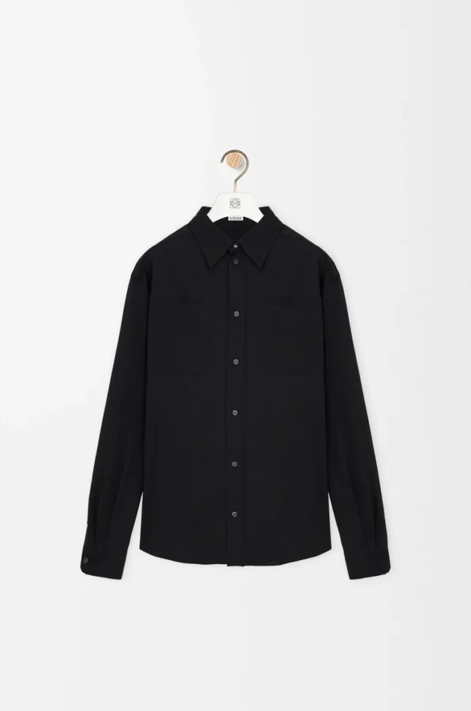 Shirt in wool Black