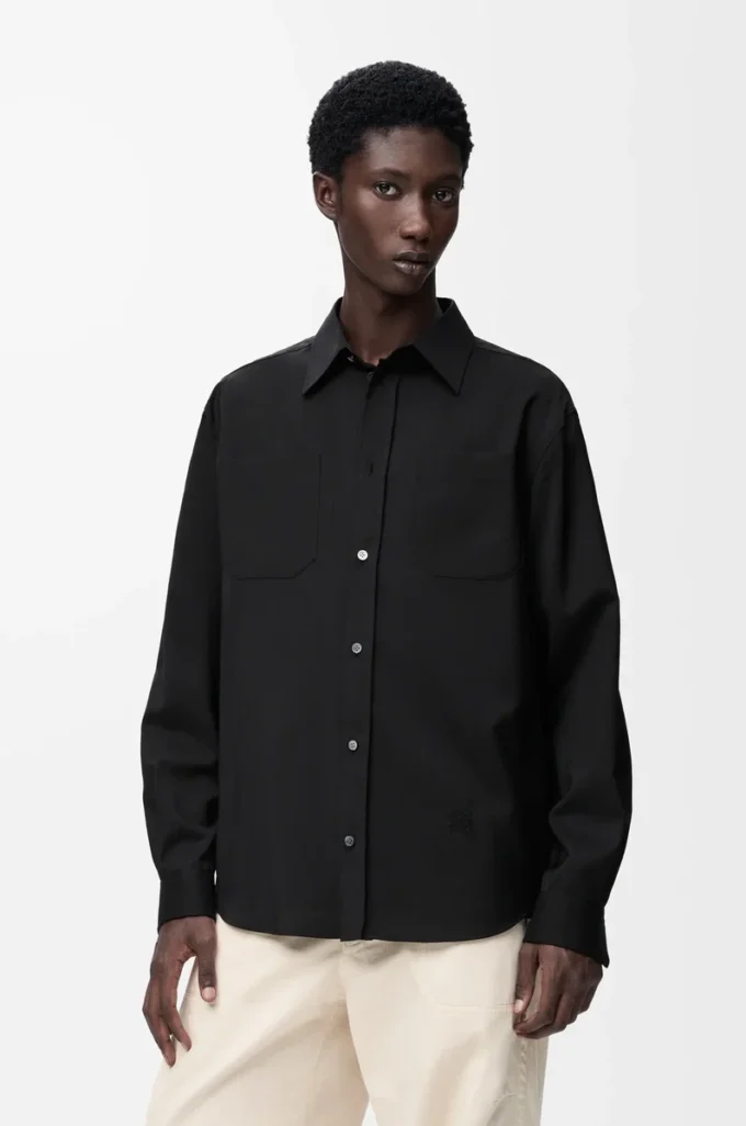 Shirt in wool Black