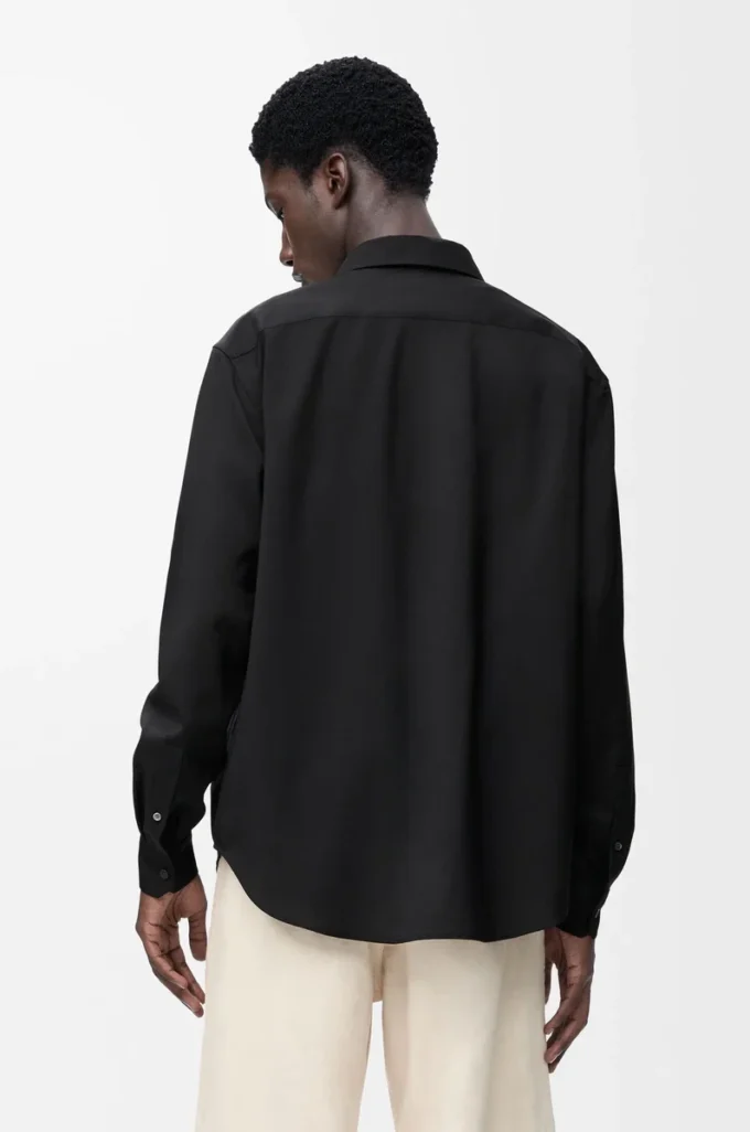 Shirt in wool Black