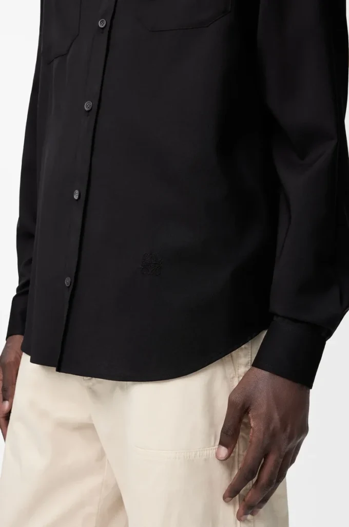 Shirt in wool Black
