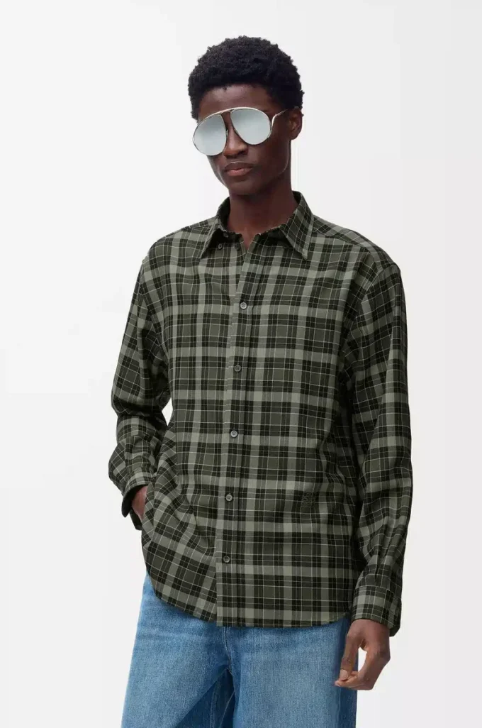 Shirt in wool blend Khaki/Black Shirt in wool blend Khaki/Black