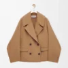 Short coat in wool Camel