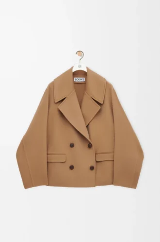 Short coat in wool Camel