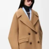 Short coat in wool Camel