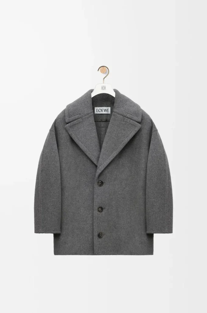 Short coat in wool Grey Melange Short coat in wool Grey Melange