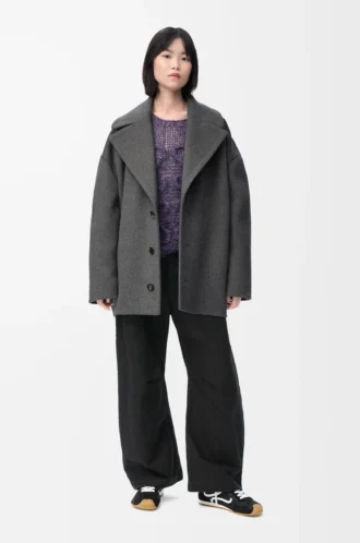 Short coat in wool Grey Melange