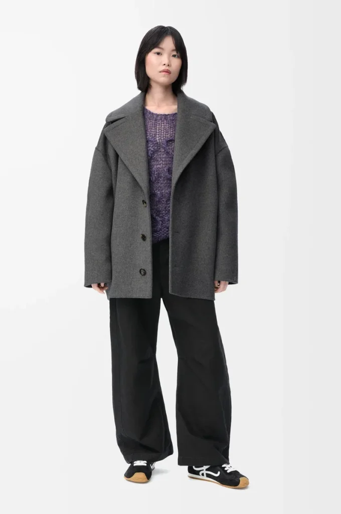 Short coat in wool Grey Melange Short coat in wool Grey Melange