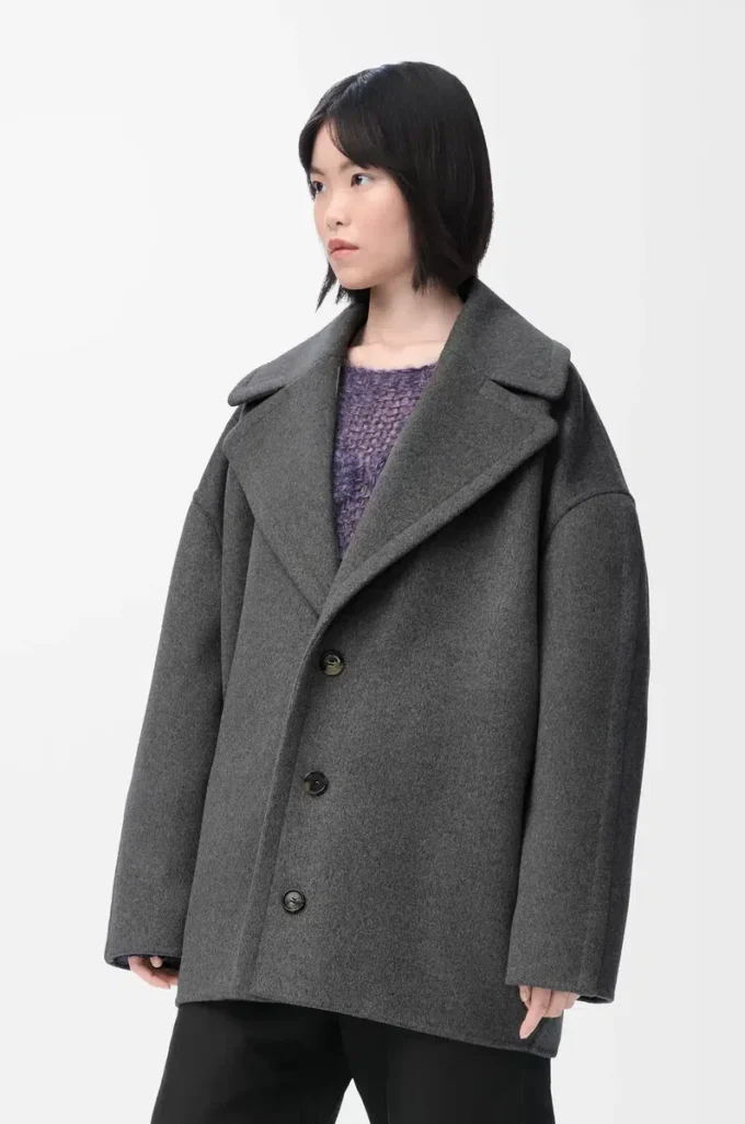 Short coat in wool Grey Melange Short coat in wool Grey Melange