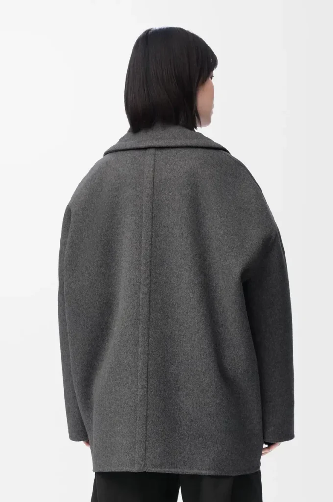Short coat in wool Grey Melange Short coat in wool Grey Melange