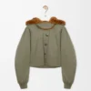 Short parka in cotton Khaki Green Short parka in cotton Khaki Green