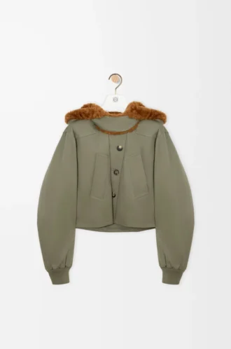Short parka in cotton Khaki Green