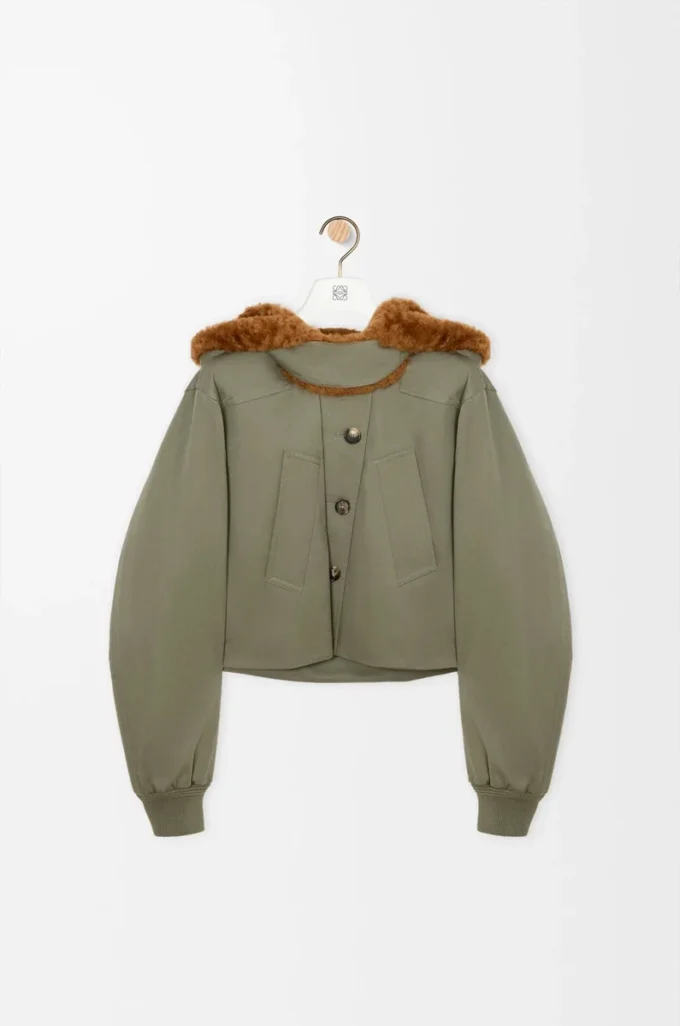 Short parka in cotton Khaki Green Short parka in cotton Khaki Green