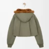 Short parka in cotton Khaki Green Short parka in cotton Khaki Green