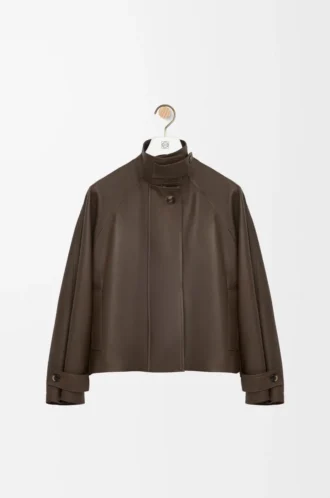Short parka in nappa calfskin Dark Green