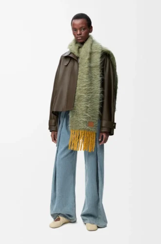 Short parka in nappa calfskin Dark Green