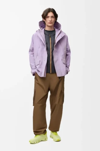 Short parka in technical cotton Lilac