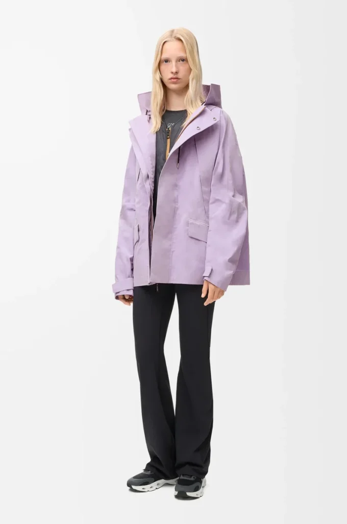 Short parka in technical cotton Lilac Short parka in technical cotton Lilac