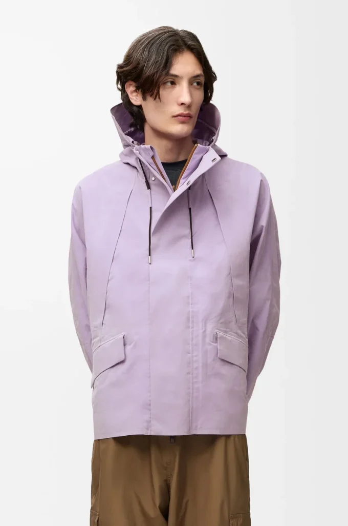 Short parka in technical cotton Lilac Short parka in technical cotton Lilac