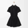 Short sleeve dress in cotton and silk Black Short sleeve dress in cotton and silk Black