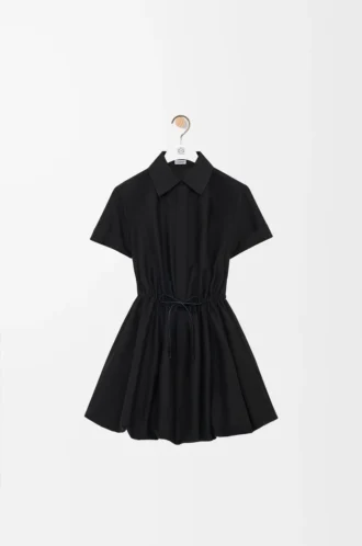 Short sleeve dress in cotton and silk Black