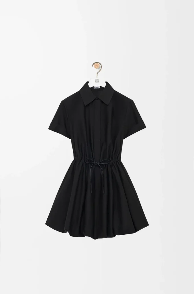 Short sleeve dress in cotton and silk Black Short sleeve dress in cotton and silk Black