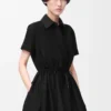 Short sleeve dress in cotton and silk Black Short sleeve dress in cotton and silk Black