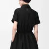 Short sleeve dress in cotton and silk Black Short sleeve dress in cotton and silk Black