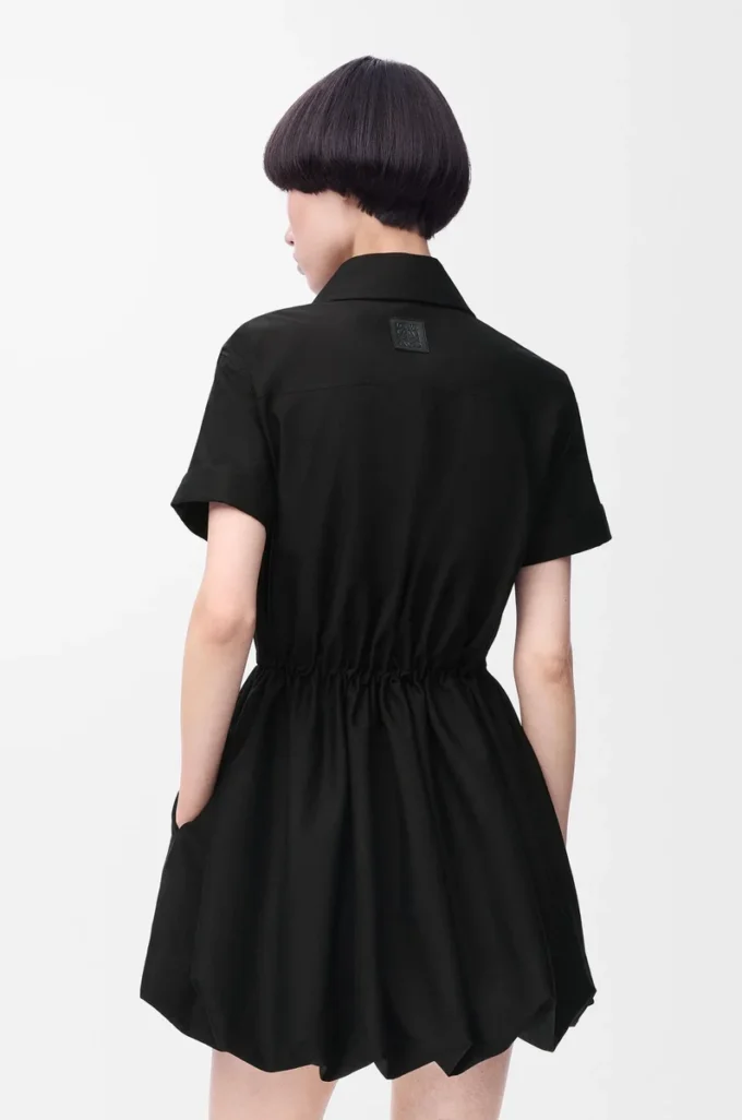 Short sleeve dress in cotton and silk Black Short sleeve dress in cotton and silk Black
