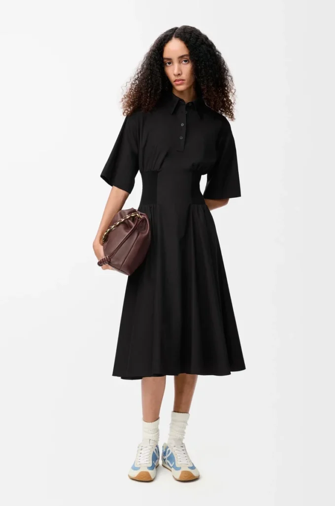 Short sleeve dress in cotton Black Short sleeve dress in cotton Black