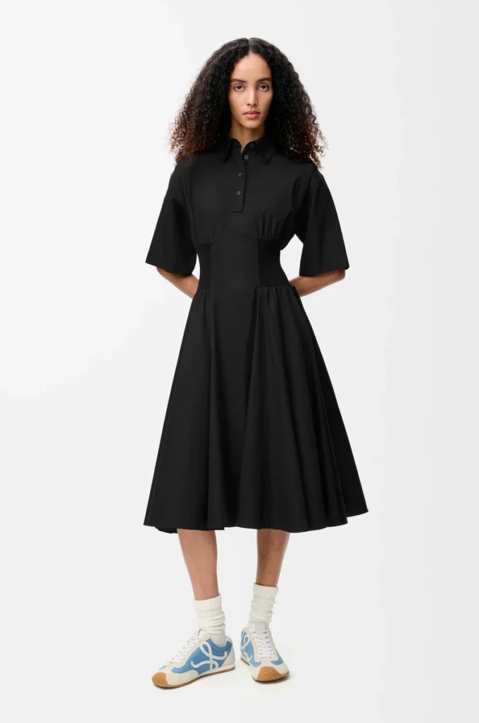Short sleeve dress in cotton Black Short sleeve dress in cotton Black