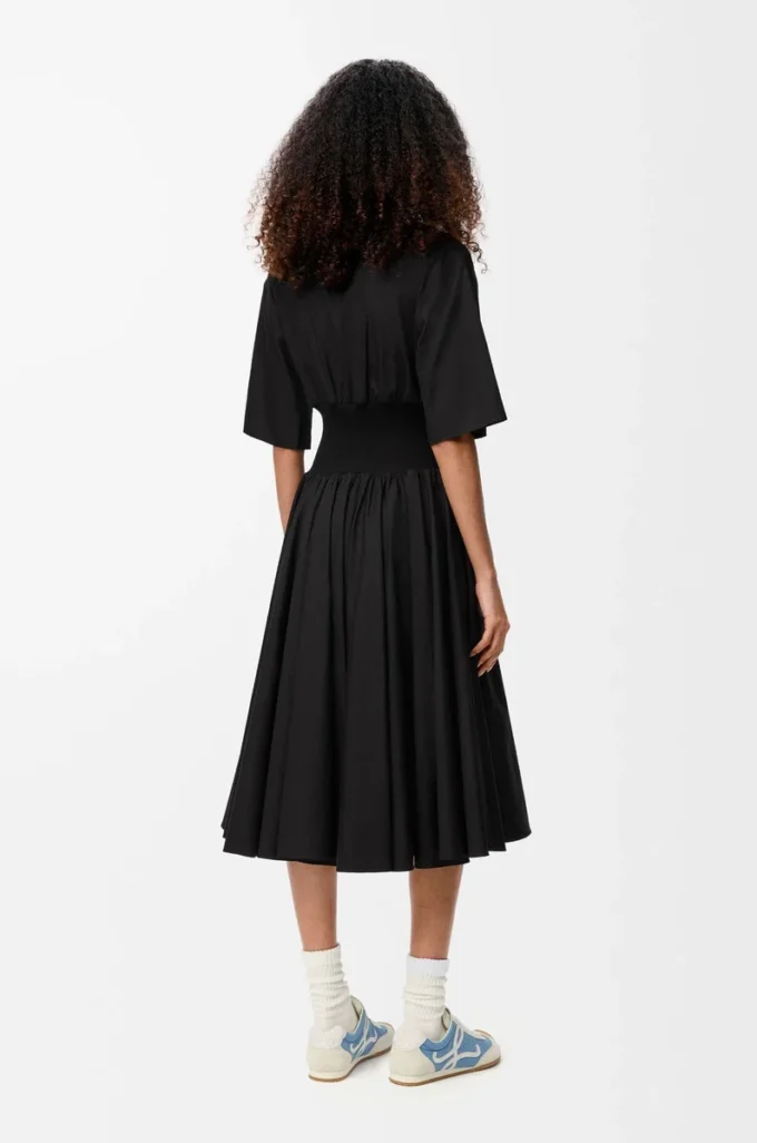 Short sleeve dress in cotton Black Short sleeve dress in cotton Black