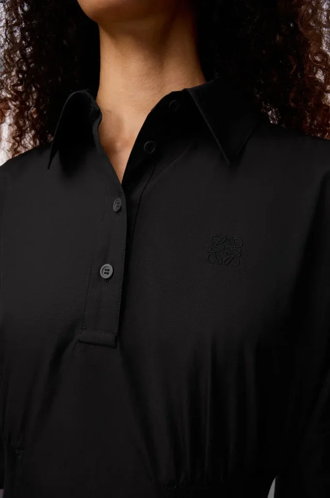 Short sleeve dress in cotton Black Short sleeve dress in cotton Black