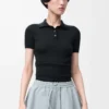 Short sleeve polo sweater in cashmere and silk Black Short sleeve polo sweater in cashmere and silk Black