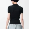 Short sleeve polo sweater in cashmere and silk Black Short sleeve polo sweater in cashmere and silk Black