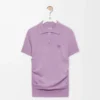 Short sleeve polo sweater in cashmere and silk Lilac Short sleeve polo sweater in cashmere and silk Lilac