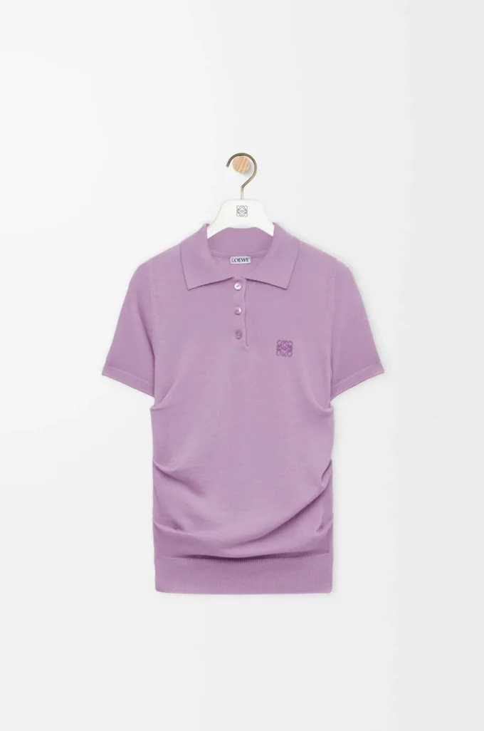 Short sleeve polo sweater in cashmere and silk Lilac Short sleeve polo sweater in cashmere and silk Lilac