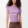 Short sleeve polo sweater in cashmere and silk Lilac Short sleeve polo sweater in cashmere and silk Lilac