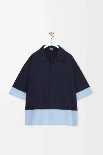 Short sleeve shirt in cotton Dark Navy/Light Blue
