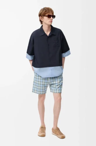 Short sleeve shirt in cotton Dark Navy/Light Blue