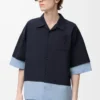 Short sleeve shirt in cotton Dark Navy/Light Blue