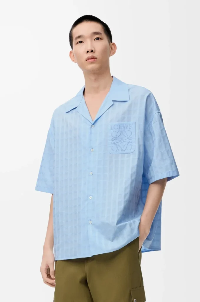 Short sleeve shirt in cotton Light Blue Short sleeve shirt in cotton Light Blue