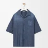 Short sleeve shirt in cotton Washed Blue