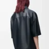 Short sleeve shirt in nappa lambskin Dark Navy Short sleeve shirt in nappa lambskin Dark Navy